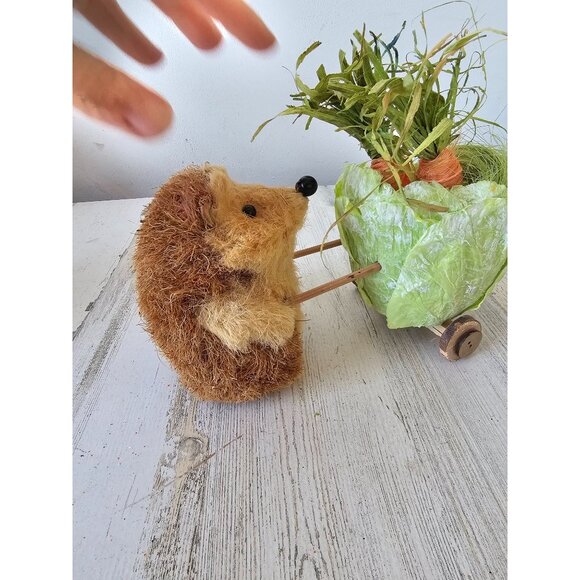 Bottle brush Sisal hedgehog lettuce cart spring Easter decor carrot unique shabb - Picture 2 of 7